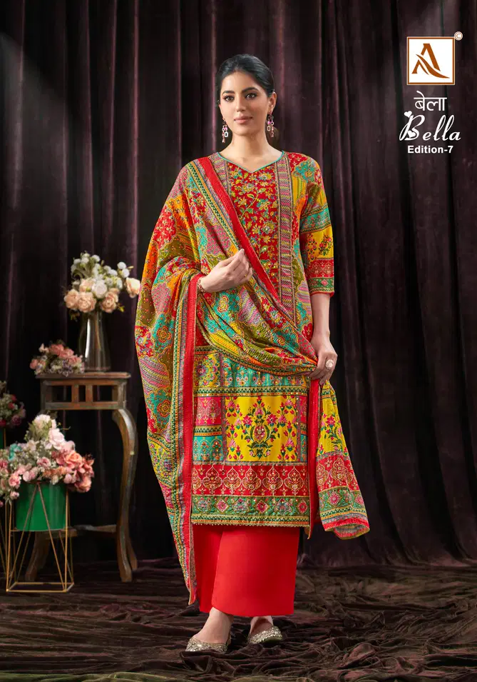 Bella 7 By Alok Suits Pure Muslin Printed Wholesale Dress Material In India
